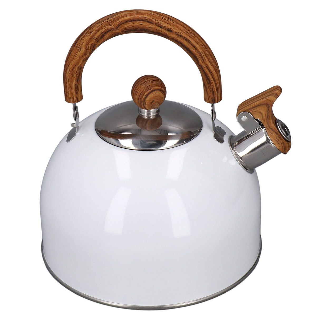 Whistling Kettle 2.5L Capacity White 304 Stainless Steel Fast Heating Ergonomic Handle Home Whistling Kettle