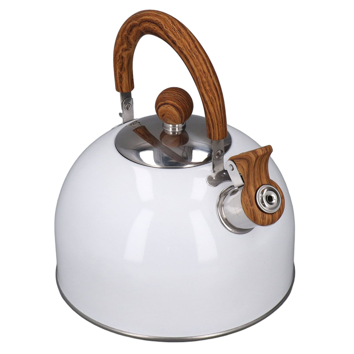 Whistling Kettle 2.5L Capacity White 304 Stainless Steel Fast Heating Ergonomic Handle Home Whistling Kettle