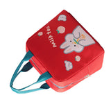 Lunch Bag Cartoon Style Zipper Widened Handle Oxford Cloth Aluminum Film Portable Lunchbox Bag for Student Red