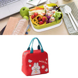 Lunch Bag Cartoon Style Zipper Widened Handle Oxford Cloth Aluminum Film Portable Lunchbox Bag for Student Red - 45-Degree Angle