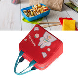 Lunch Bag Cartoon Style Zipper Widened Handle Oxford Cloth Aluminum Film Portable Lunchbox Bag for Student Red - Rear View