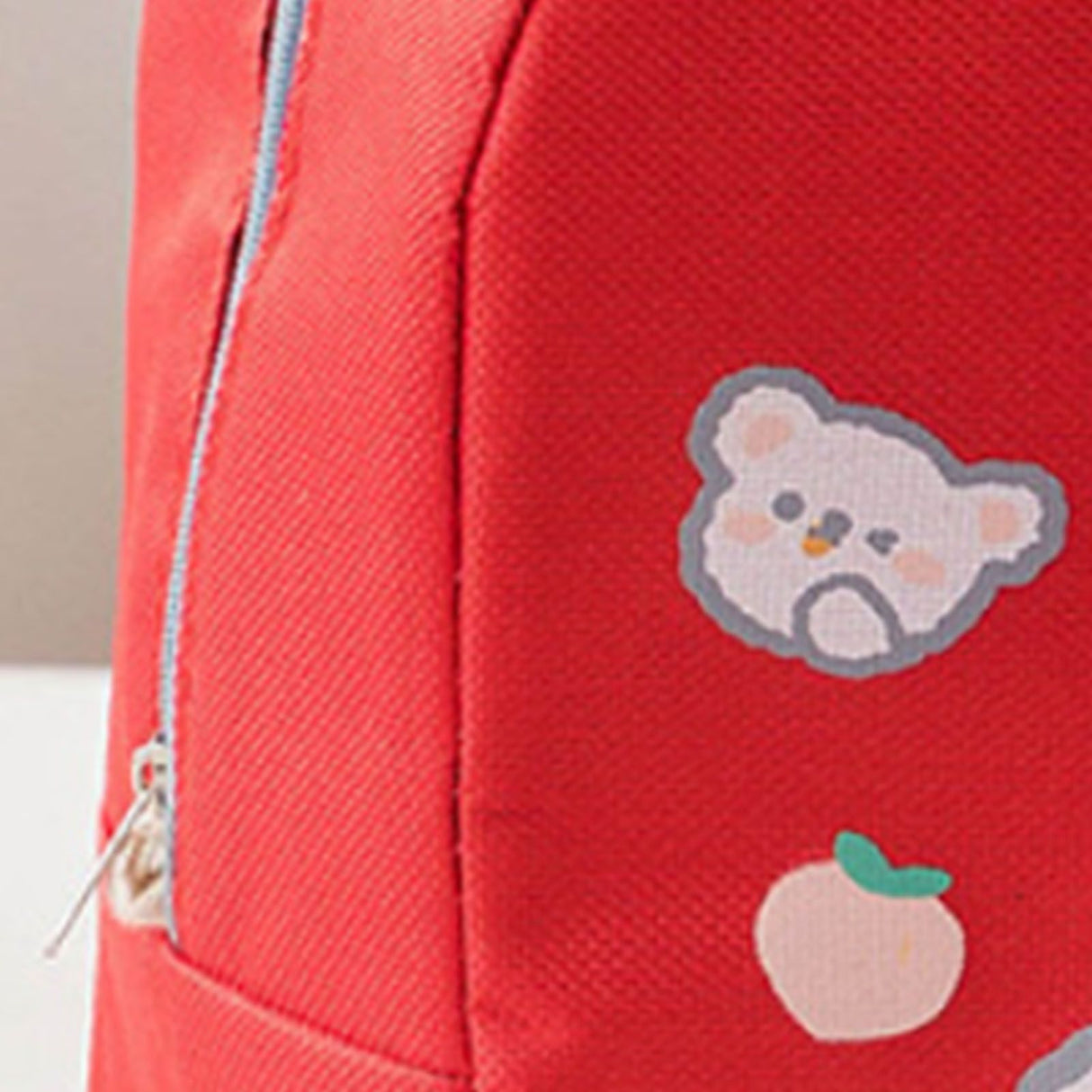 Lunch Bag Cartoon Style Zipper Widened Handle Oxford Cloth Aluminum Film Portable Lunchbox Bag for Student Red