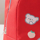 Lunch Bag Cartoon Style Zipper Widened Handle Oxford Cloth Aluminum Film Portable Lunchbox Bag for Student Red