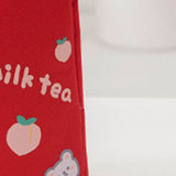 Lunch Bag Cartoon Style Zipper Widened Handle Oxford Cloth Aluminum Film Portable Lunchbox Bag for Student Red