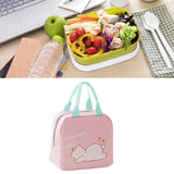 Lunch Bag Cartoon Style Zipper Widened Handle Oxford Cloth Aluminum Film Portable Lunchbox Bag for Student Pink - 45-Degree Angle