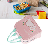 Lunch Bag Cartoon Style Zipper Widened Handle Oxford Cloth Aluminum Film Portable Lunchbox Bag for Student Pink