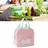 Lunch Bag Cartoon Style Zipper Widened Handle Oxford Cloth Aluminum Film Portable Lunchbox Bag for Student Pink - Extra Image