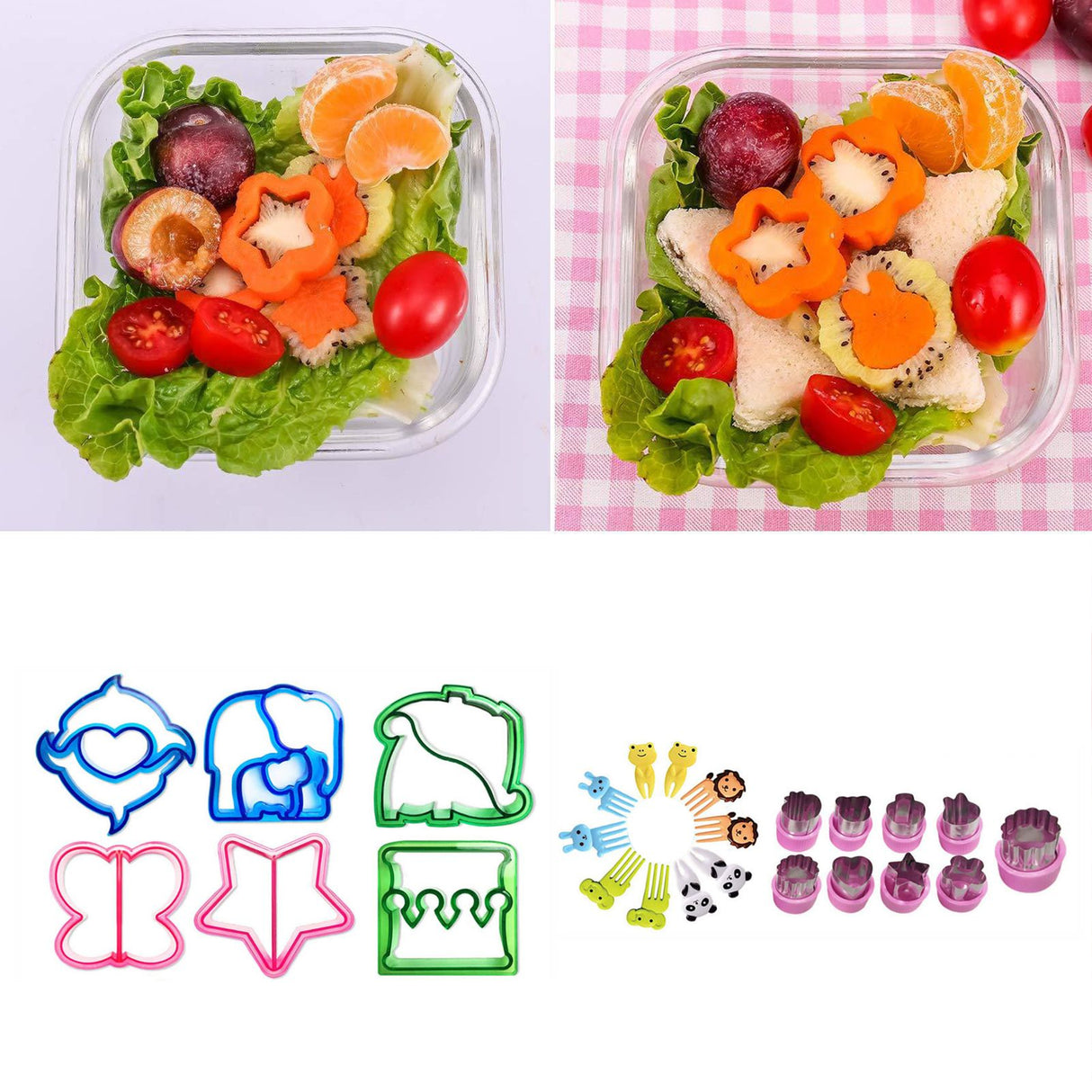 25Pcs Sandwich Cutters Set Safe Sandwiches Fruit Cookie Cutters for DIY Baking Kit