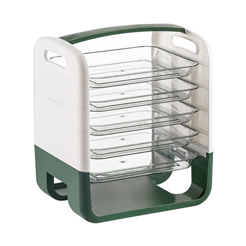 Four Layers Dish Preparation Plate Drawer Design Plastic Vegetable Preparation Rack Kitchen Storage Rack Green