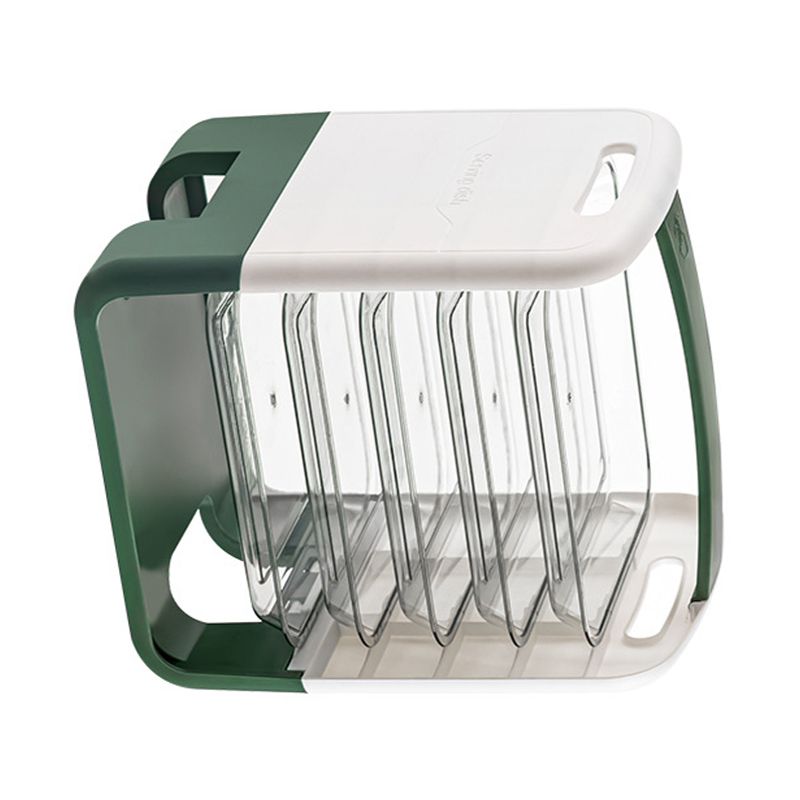 Four Layers Dish Preparation Plate Drawer Design Plastic Vegetable Preparation Rack Kitchen Storage Rack Green
