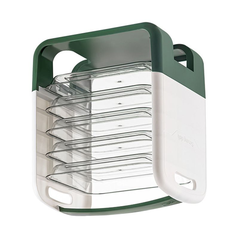 Four Layers Dish Preparation Plate Drawer Design Plastic Vegetable Preparation Rack Kitchen Storage Rack Green