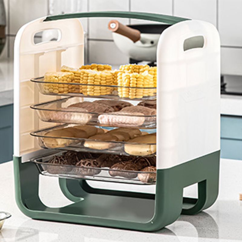 Four Layers Dish Preparation Plate Drawer Design Plastic Vegetable Preparation Rack Kitchen Storage Rack Green