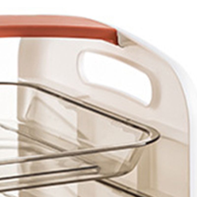 Four Layers Dish Preparation Plate Drawer Design Plastic Vegetable Preparation Rack Kitchen Storage Rack Pink