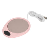 USB Mug Warmer Constant Temp Waterproof Adjustable Electric Beverage Heating Plate for Ceramic Coffee Cups Pink White - Side View
