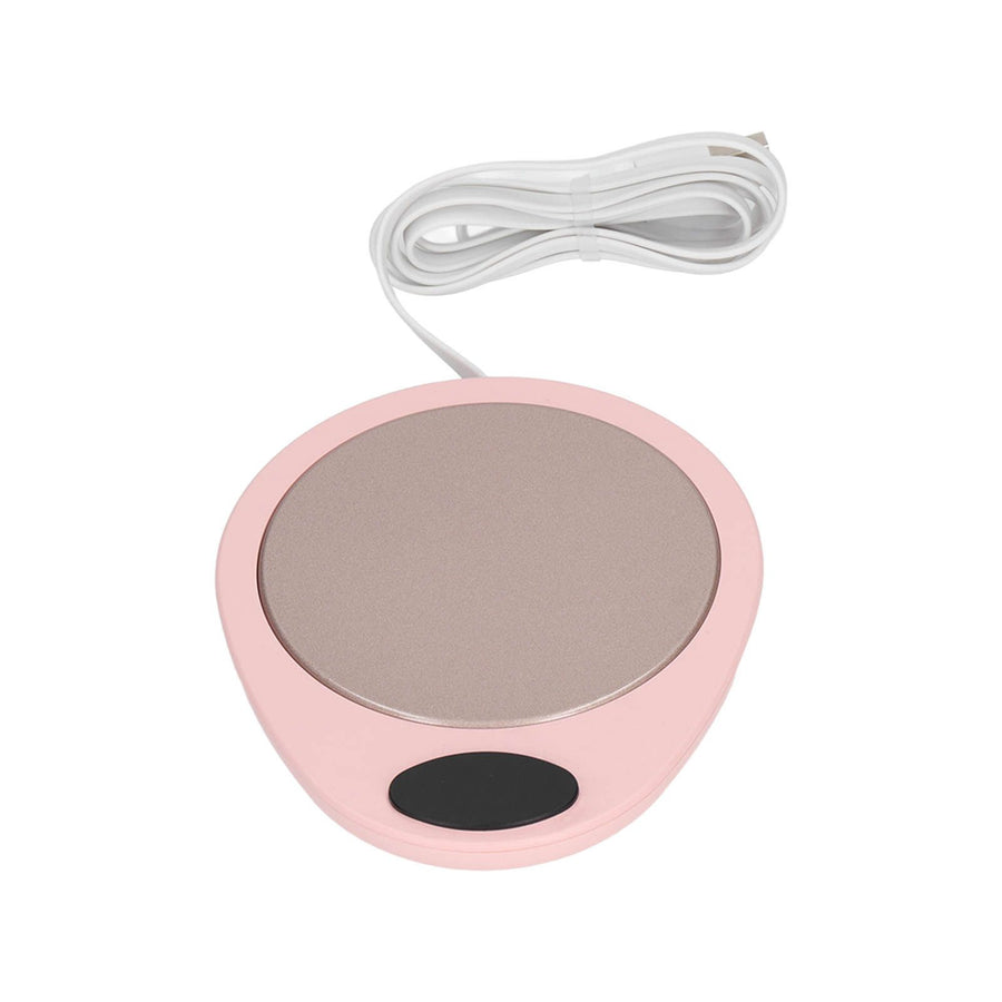 USB Mug Warmer Constant Temp Waterproof Adjustable Electric Beverage Heating Plate for Ceramic Coffee Cups Pink White