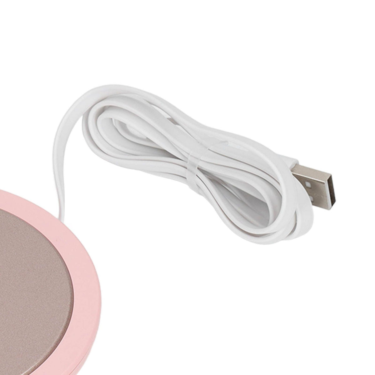 USB Mug Warmer Constant Temp Waterproof Adjustable Electric Beverage Heating Plate for Ceramic Coffee Cups Pink White