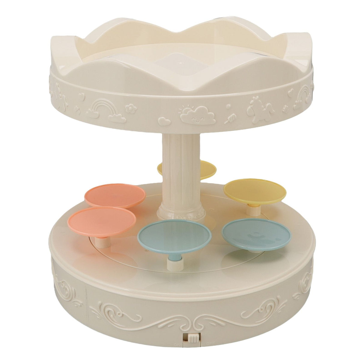6 Trays 2 Tier Automatic Rotating Dessert Cupcake Display Table Swing Tray with Music for Wedding Birthday Party Supplies Gift