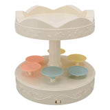 6 Trays 2 Tier Automatic Rotating Dessert Cupcake Display Table Swing Tray with Music for Wedding Birthday Party Supplies Gift - Front View