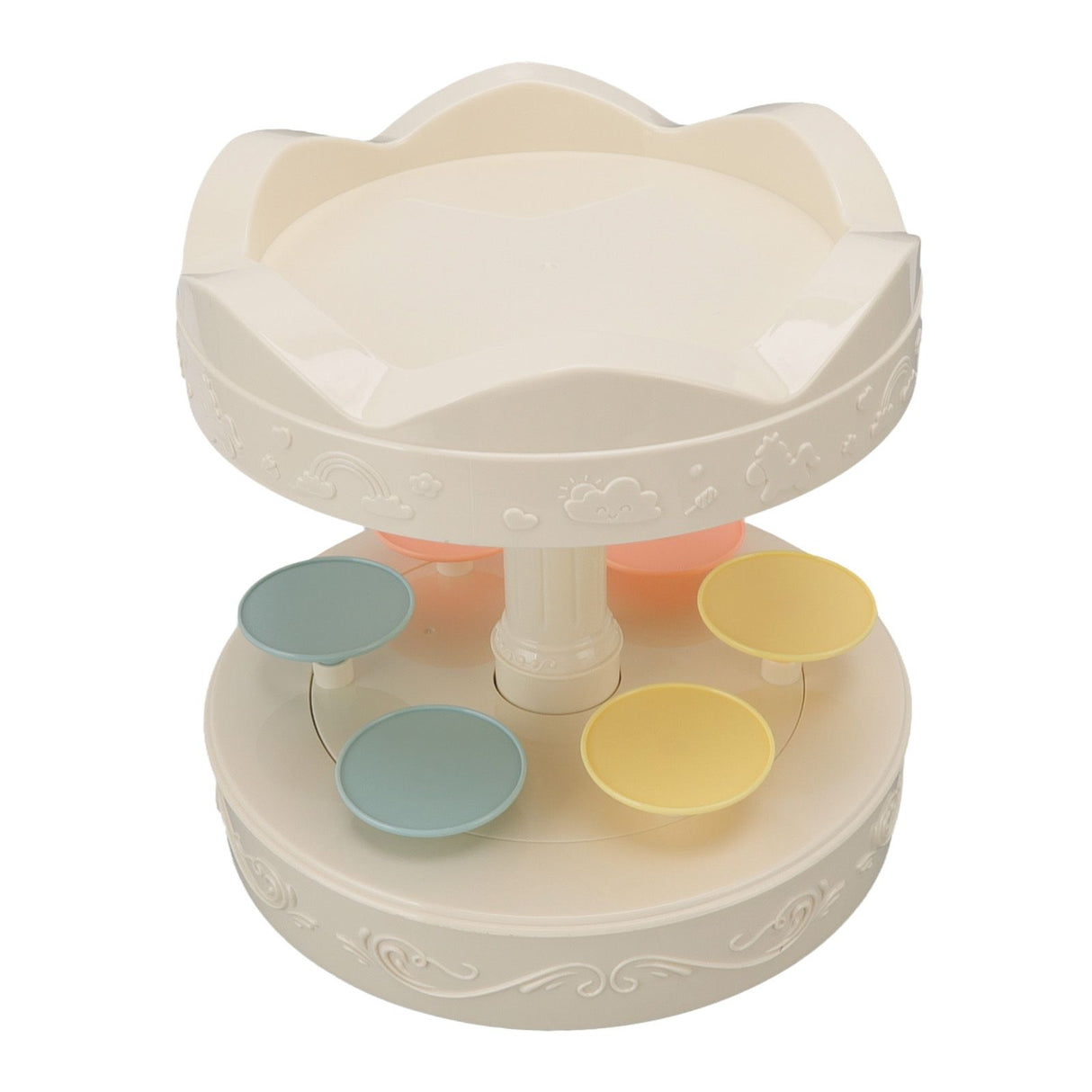 6 Trays 2 Tier Automatic Rotating Dessert Cupcake Display Table Swing Tray with Music for Wedding Birthday Party Supplies Gift