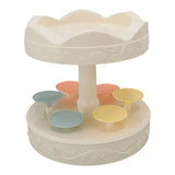 6 Trays 2 Tier Automatic Rotating Dessert Cupcake Display Table Swing Tray with Music for Wedding Birthday Party Supplies Gift - Top-Down View