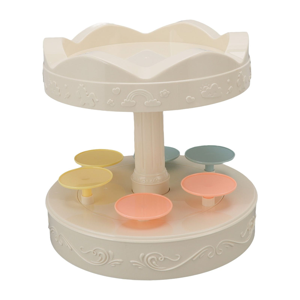 6 Trays 2 Tier Automatic Rotating Dessert Cupcake Display Table Swing Tray with Music for Wedding Birthday Party Supplies Gift