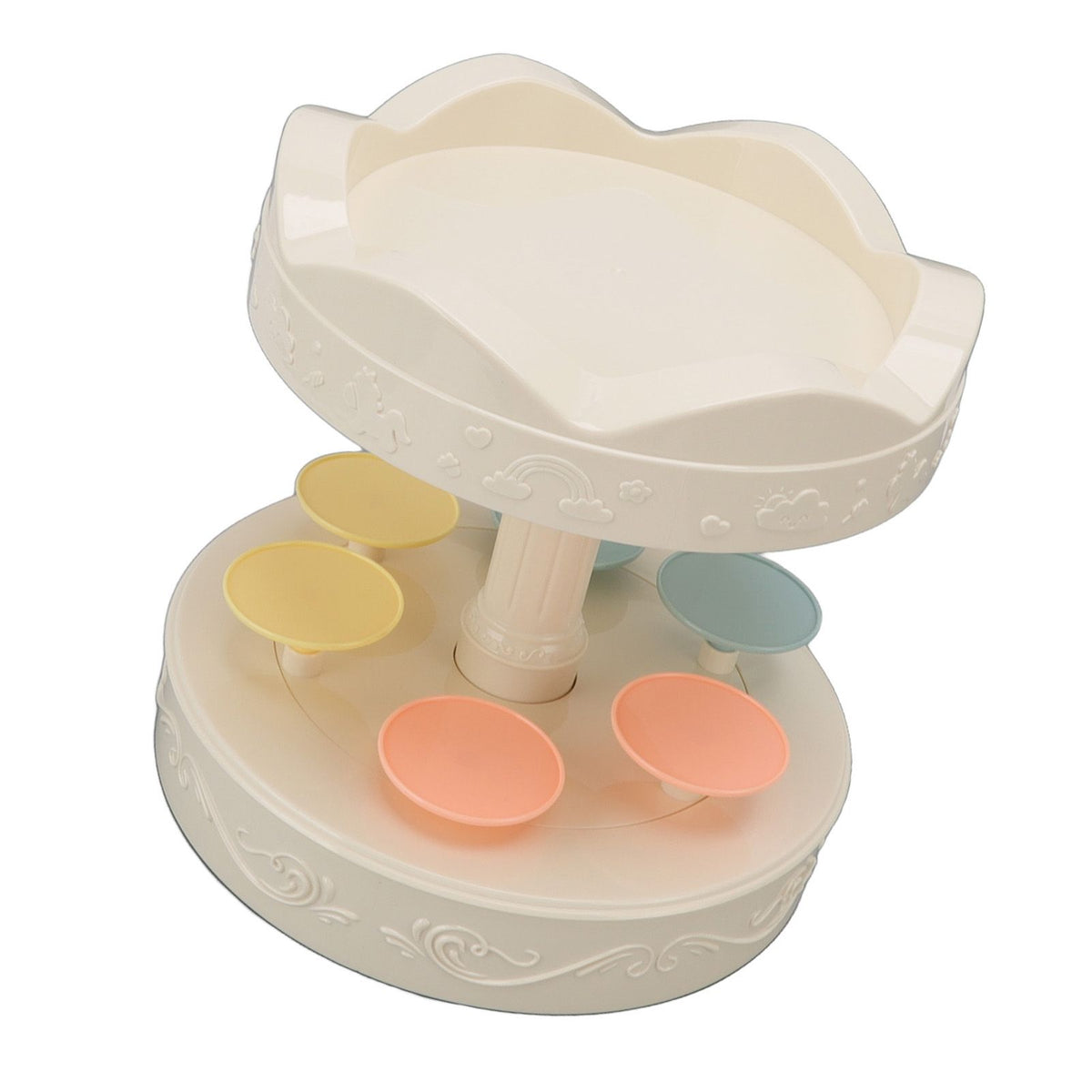 6 Trays 2 Tier Automatic Rotating Dessert Cupcake Display Table Swing Tray with Music for Wedding Birthday Party Supplies Gift