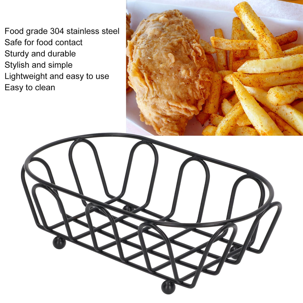 Stainless Steel French Fry Holder Food Grade Safe Fashionable Fries Basket for Snacks Baked Food