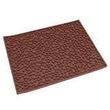 Non Slip Cup Mat Coffee Bean Design Desktop Bar Counter PVC Pad for Water Draining Filtering Brown - Top-Down View