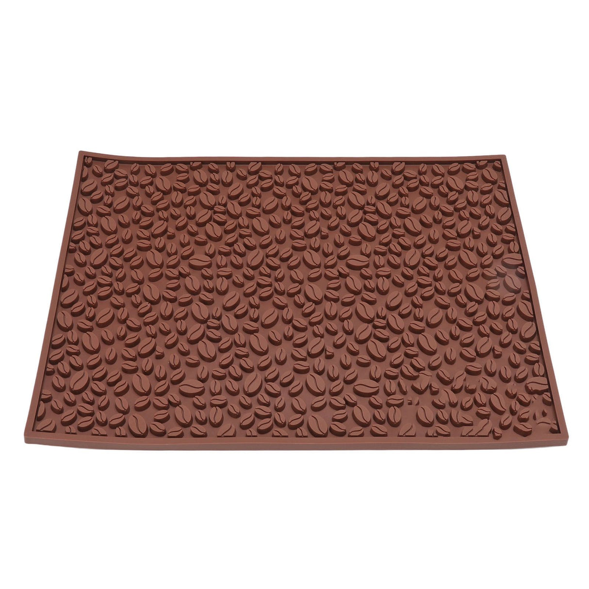 Non Slip Cup Mat Coffee Bean Design Desktop Bar Counter PVC Pad for Water Draining Filtering Brown