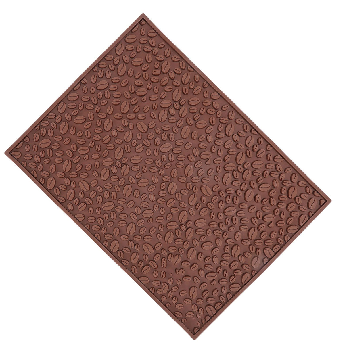 Non Slip Cup Mat Coffee Bean Design Desktop Bar Counter PVC Pad for Water Draining Filtering Brown