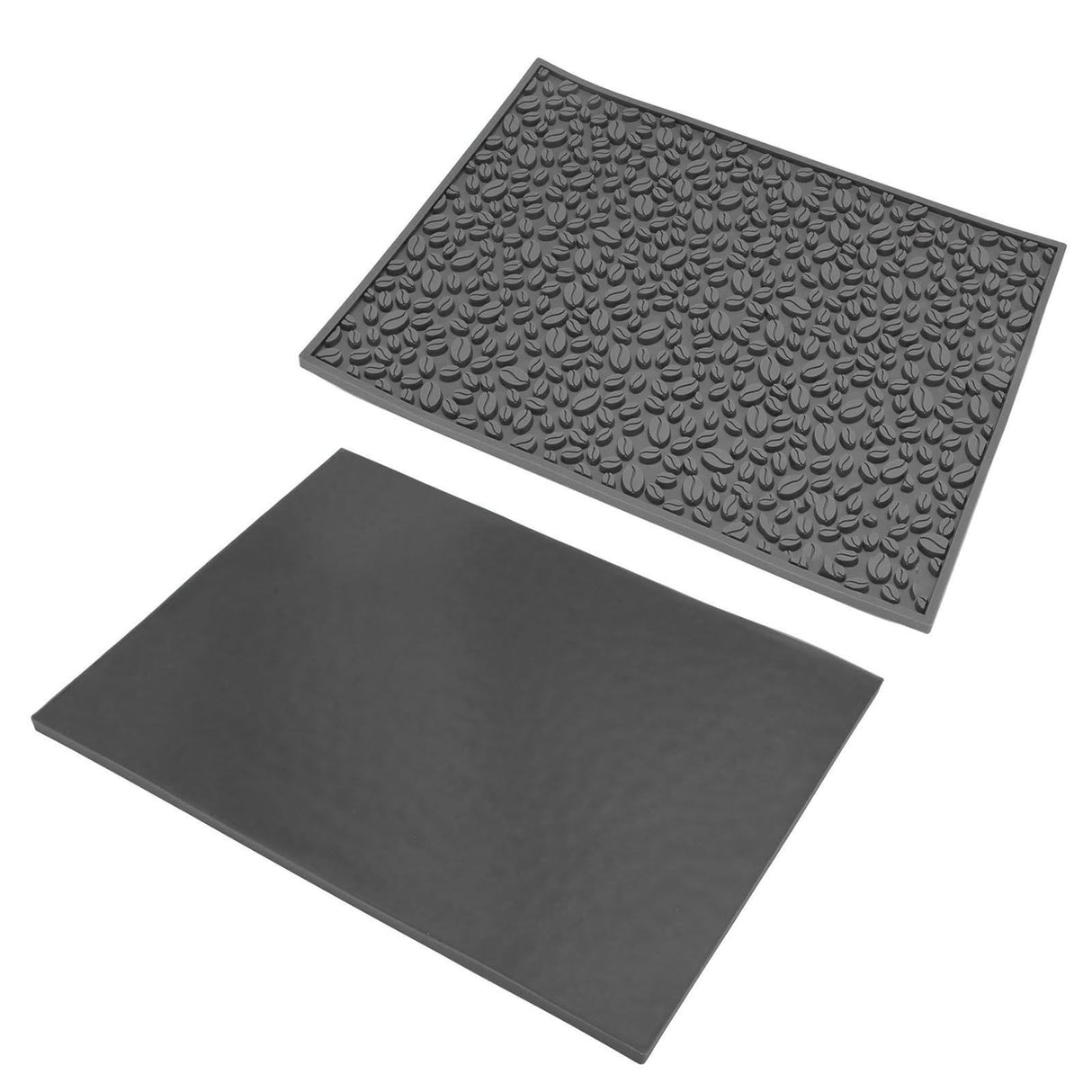 Non Slip Cup Mat Coffee Bean Design Desktop Bar Counter PVC Pad for Water Draining Filtering Grey