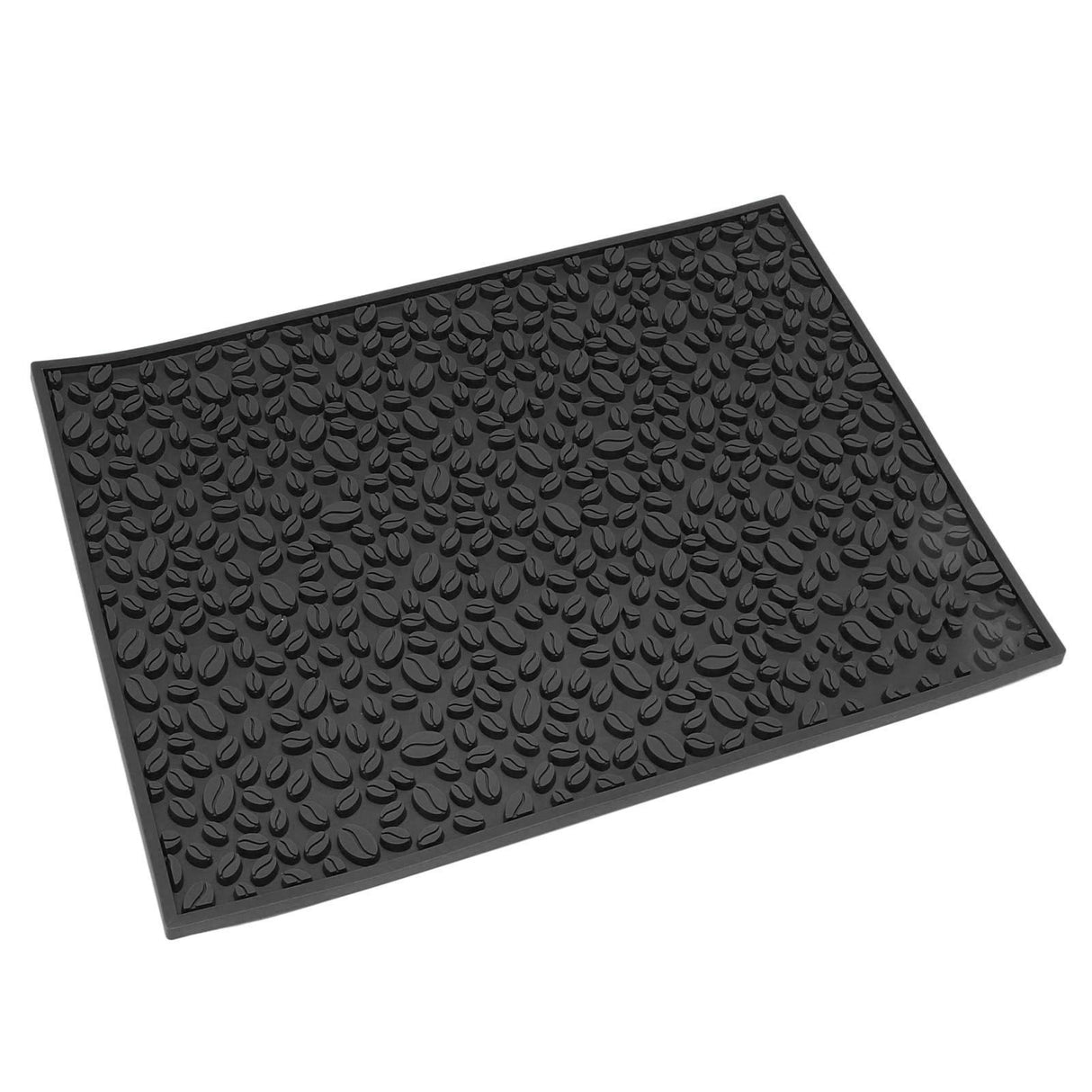 Non Slip Cup Mat Coffee Bean Design Desktop Bar Counter PVC Pad for Water Draining Filtering Black
