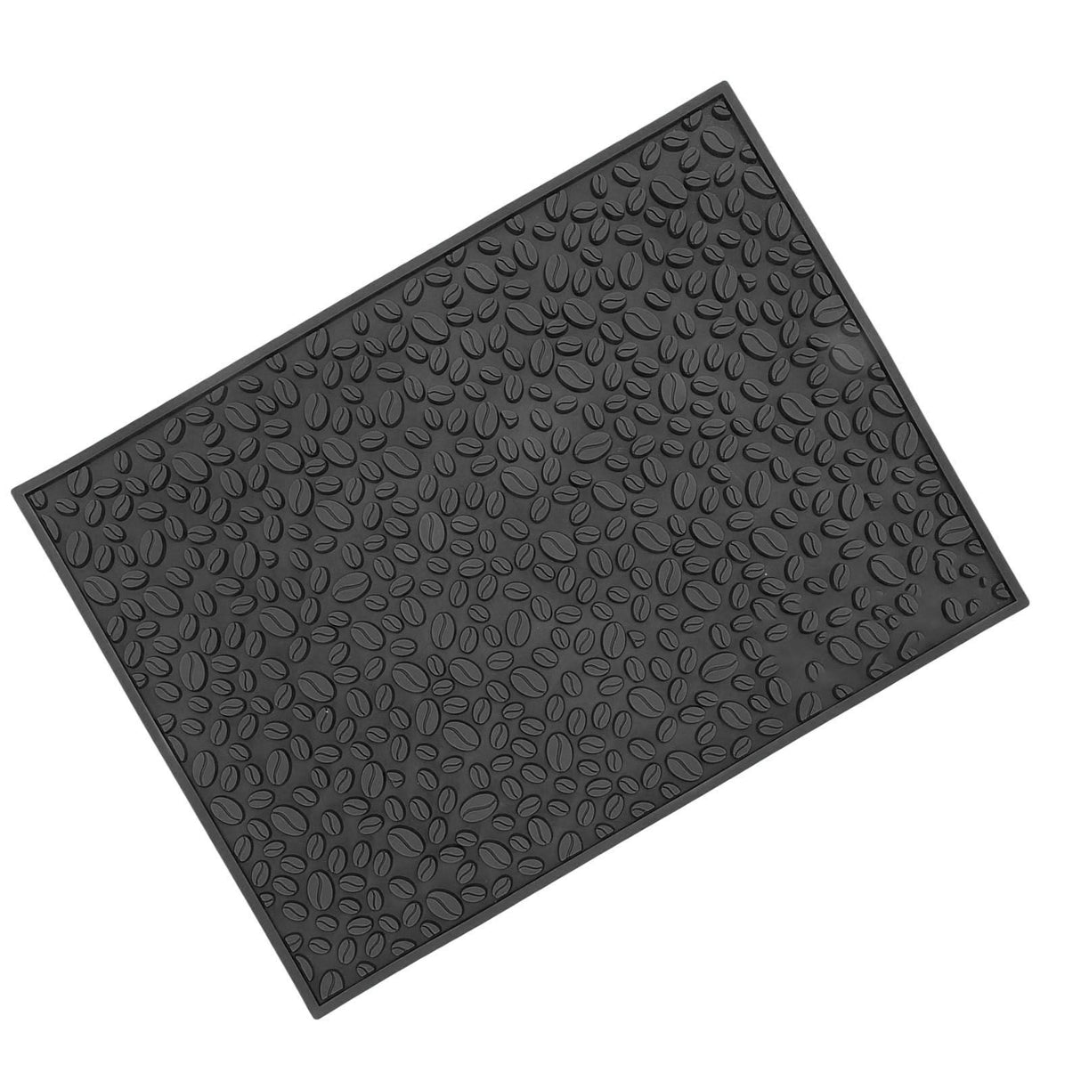 Non Slip Cup Mat Coffee Bean Design Desktop Bar Counter PVC Pad for Water Draining Filtering Black