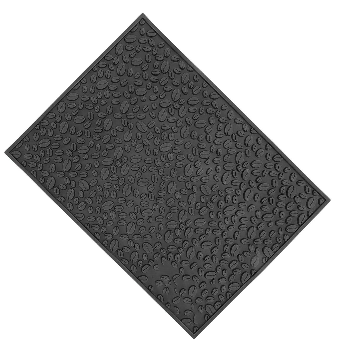 Non Slip Cup Mat Coffee Bean Design Desktop Bar Counter PVC Pad for Water Draining Filtering Black