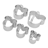 5Pcs Stainless Steel Biscuit Cutter Set Removable Easy Release Professional Cookie Cutter Set with Handle for Baking