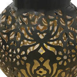 Iron Hollow Solar Lantern Portable Outdoor Solar Hanging Lantern for Garden Yard Patio Decor GZ 0032 Black Solar Landscape Light