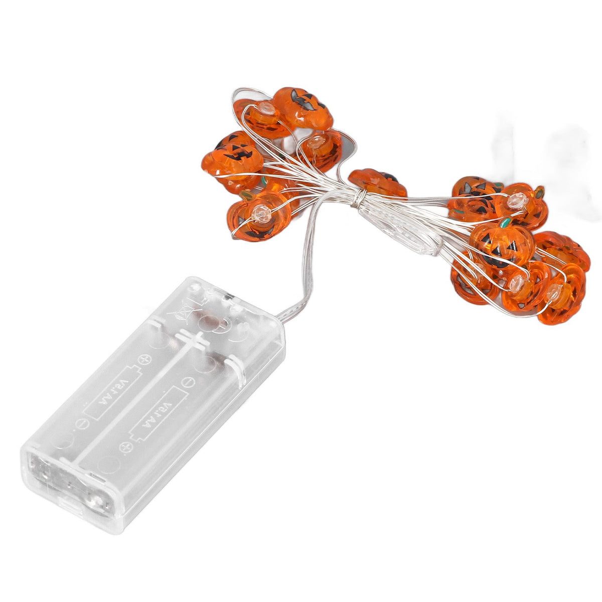 Pumpkin Lights String 2m Long 20pcs LED Copper Wire DIY Battery Powered Decorative Halloween Decor for Indoor Outdoor