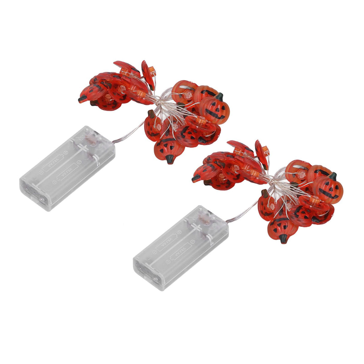 2sets Pumpkin Lights String 2 Meters 20 Lights Waterproof Portable Plastic Plug Free Halloween Lights for Decoration