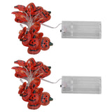 2sets Pumpkin Lights String 2 Meters 20 Lights Waterproof Portable Plastic Plug Free Halloween Lights for Decoration