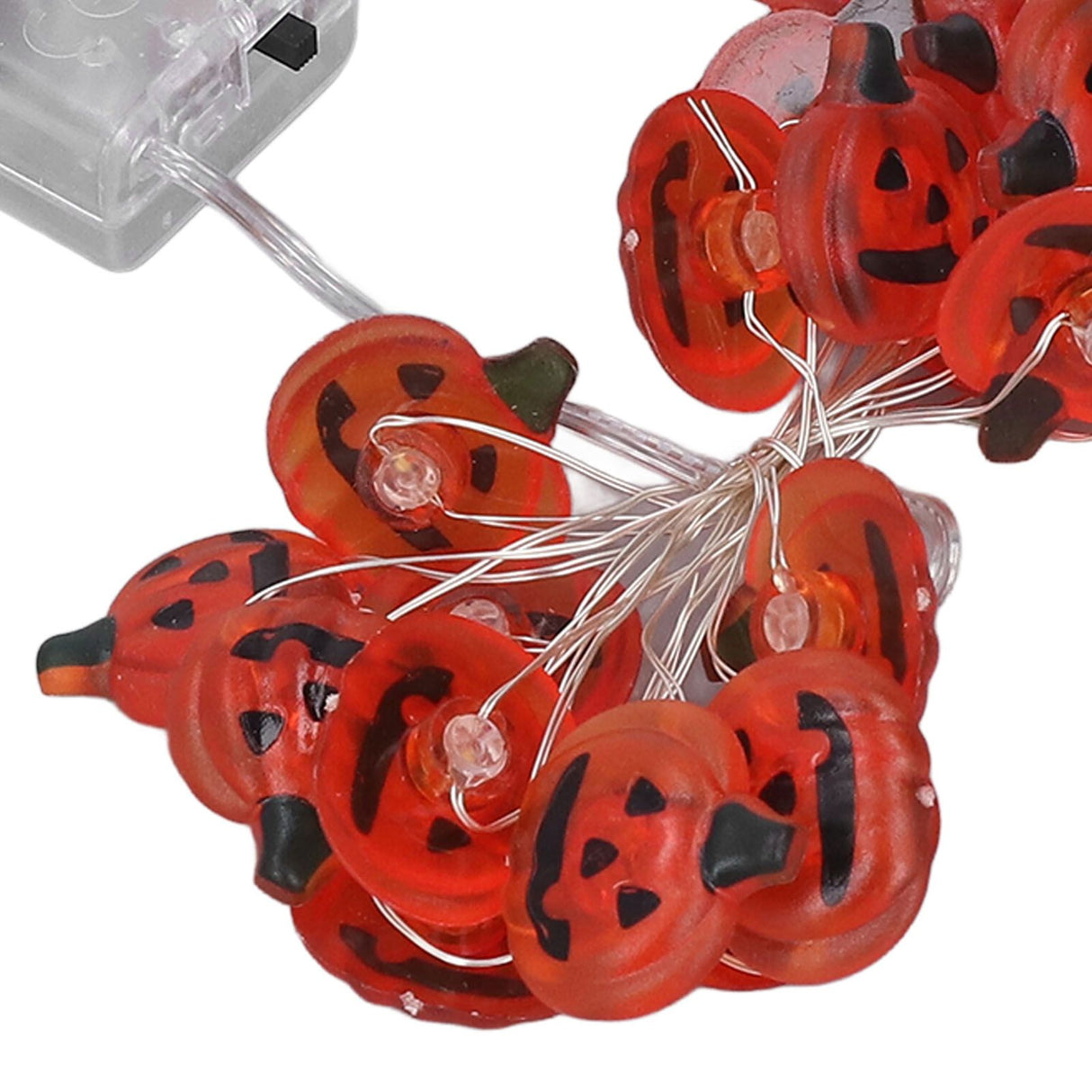 2sets Pumpkin Lights String 2 Meters 20 Lights Waterproof Portable Plastic Plug Free Halloween Lights for Decoration