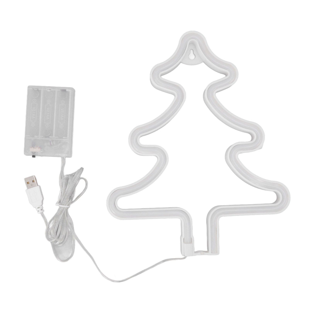 Christmas Neon Sign Christmas Tree Shape Neon Light USB Decorative Night Light for Desk Wall Display