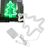 Christmas Neon Sign Christmas Tree Shape Neon Light USB Decorative Night Light for Desk Wall Display
