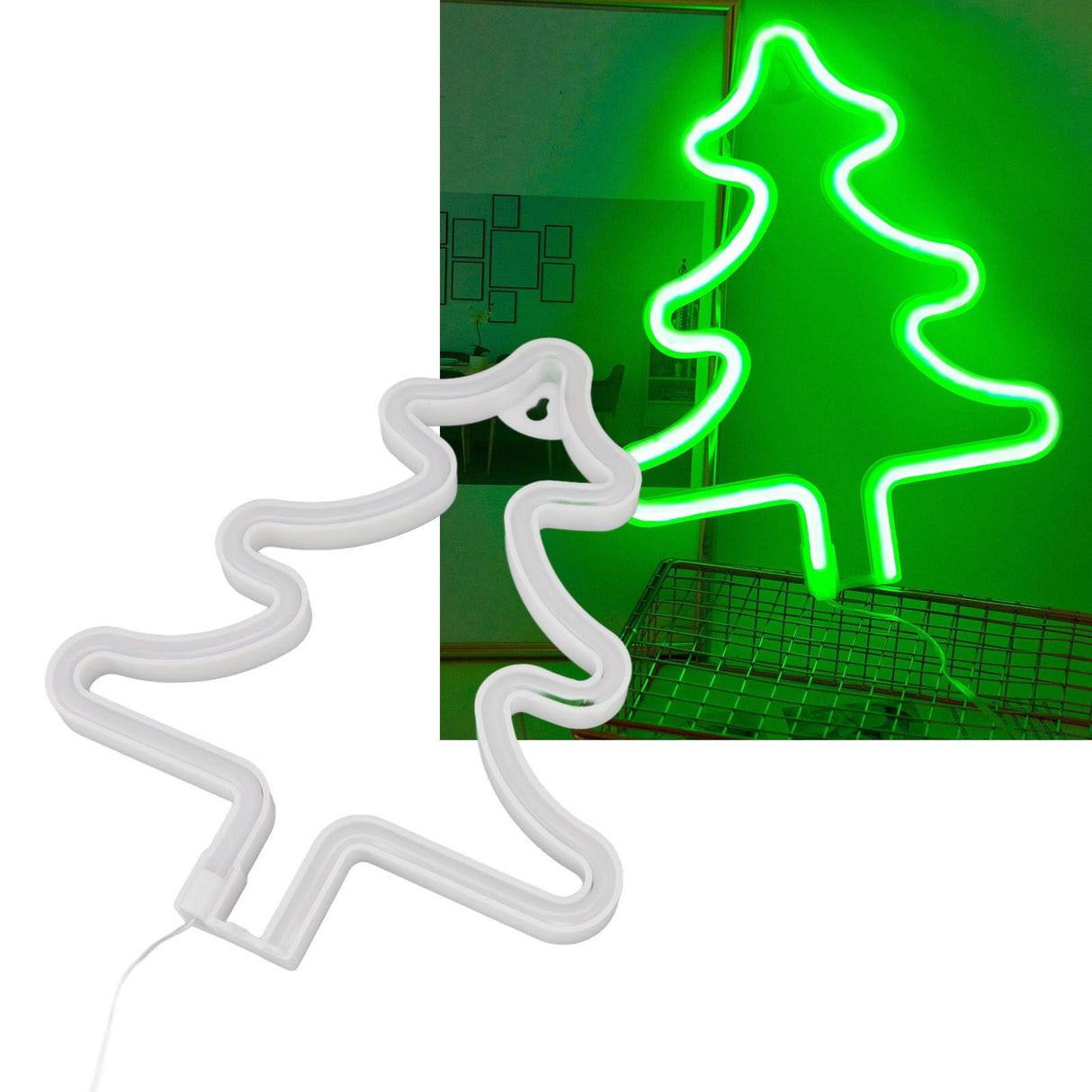 Christmas Neon Sign Christmas Tree Shape Neon Light USB Decorative Night Light for Desk Wall Display