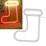 Christmas Neon Light LED Christmas Boot Neon Sign Light Battery Operated USB Charging Wall Decor Light for Party Decoration - Extra Image