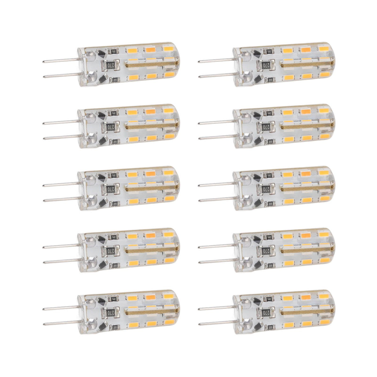 10pcs G4 LED Bulb 1.5W DC12V Warm White 3000K 110LM Bi Pin Light Bulbs LED for Cabinet Lighting Courtyard