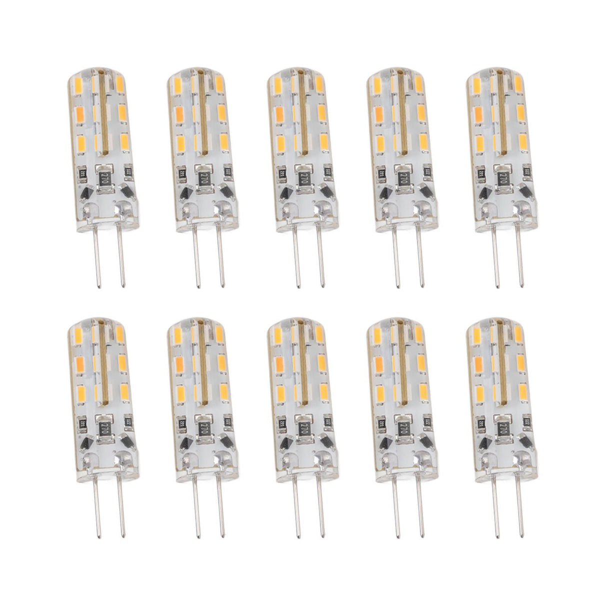 10pcs G4 LED Bulb 1.5W DC12V Warm White 3000K 110LM Bi Pin Light Bulbs LED for Cabinet Lighting Courtyard
