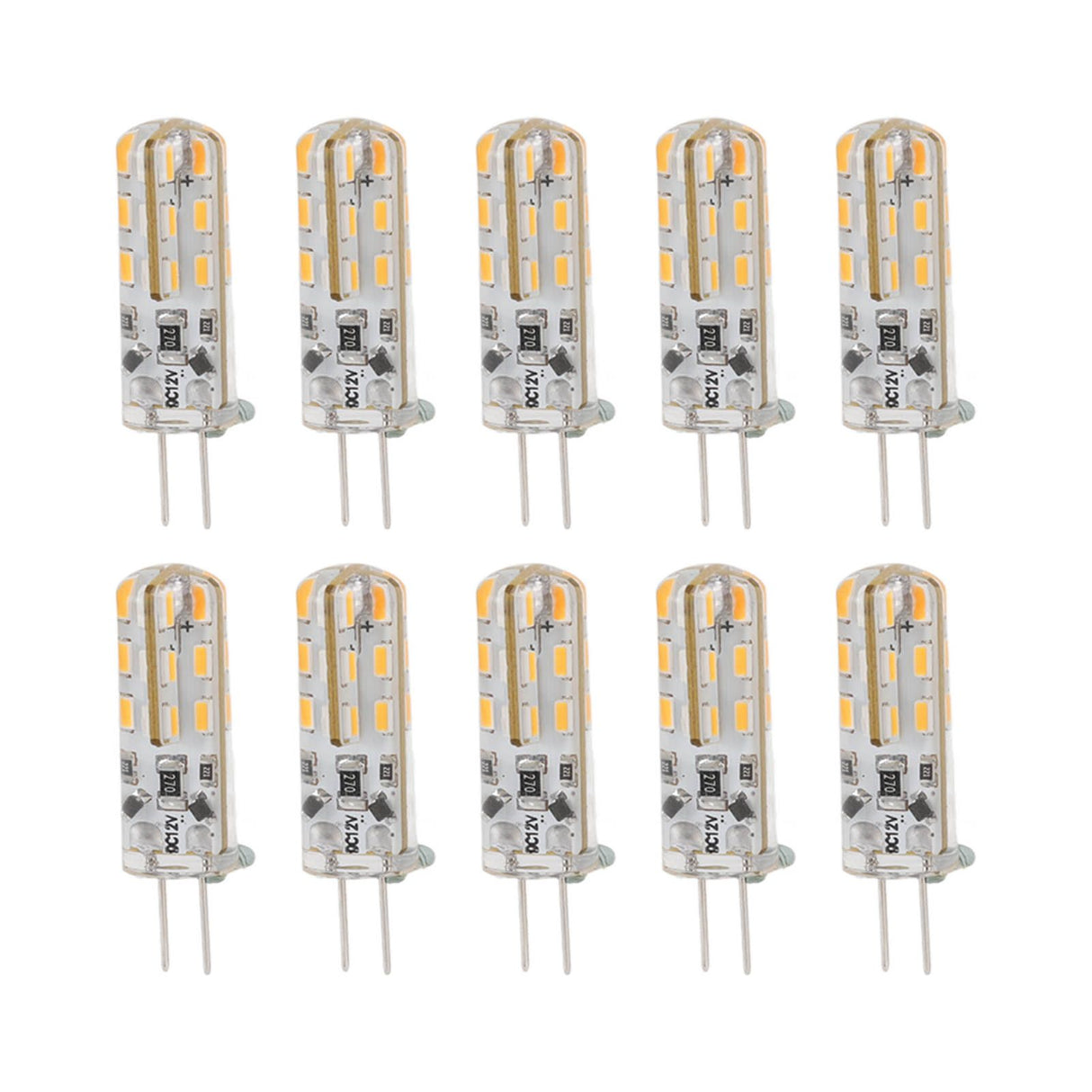 10pcs G4 LED Bulb 1.5W DC12V Warm White 3000K 110LM Bi Pin Light Bulbs LED for Cabinet Lighting Courtyard
