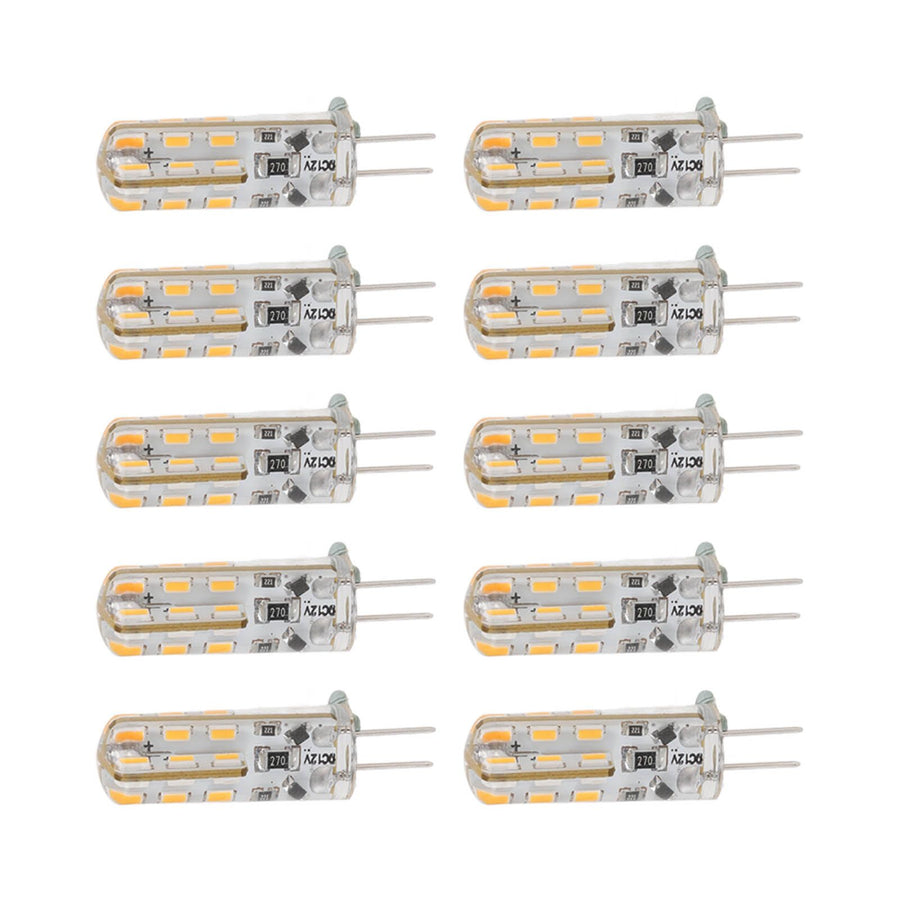 10pcs G4 LED Bulb 1.5W DC12V Warm White 3000K 110LM Bi Pin Light Bulbs LED for Cabinet Lighting Courtyard
