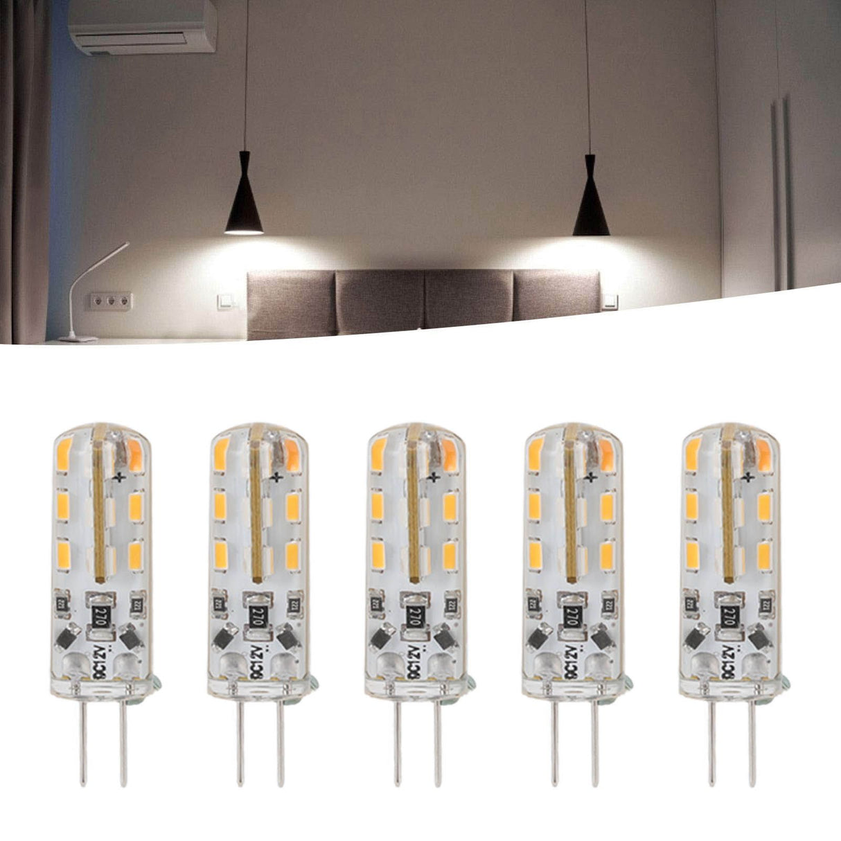 10pcs G4 LED Bulb 1.5W DC12V Warm White 3000K 110LM Bi Pin Light Bulbs LED for Cabinet Lighting Courtyard