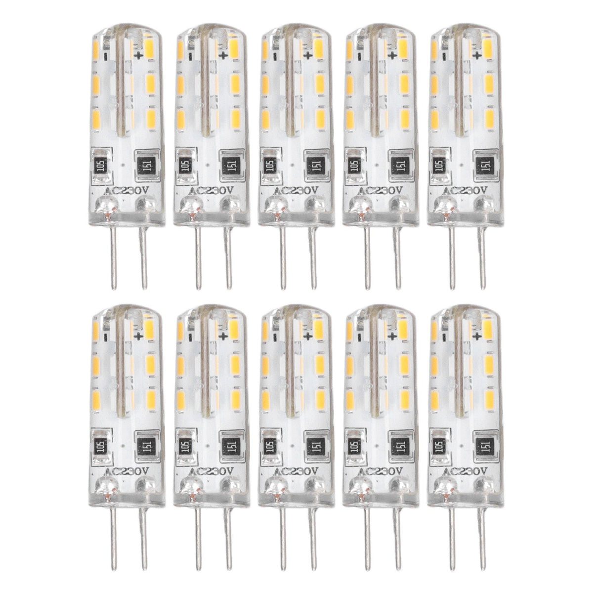 10 Pcs G4 LED Bulbs Bi Pin Base Silicone Warm White 3000K 1.5W AC220V 110LM Landscape Bulbs Replacement